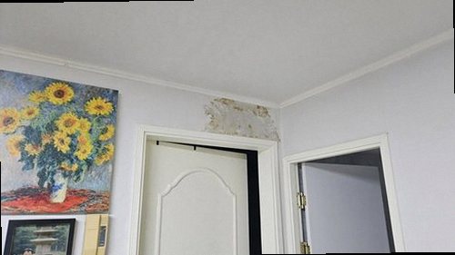 효행구 누수탐지 안방 천장에 번진 누수 얼룩과 벽지 습기 흔적